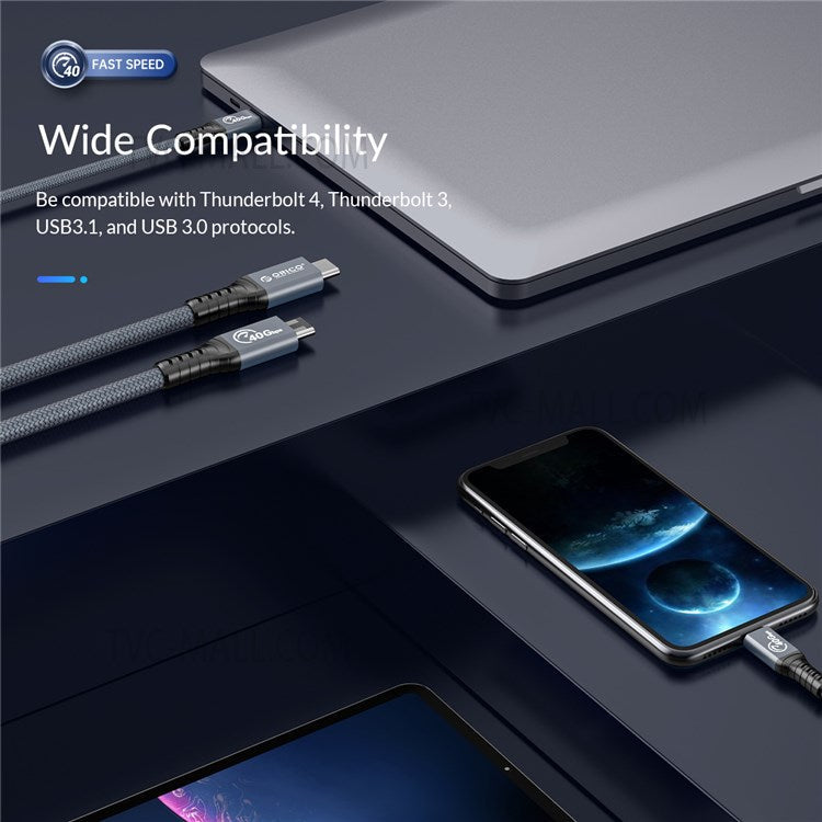 ORICO ORICO-TBZ4-08 0.8m Thunderbolt 4 Cell Phone Charger Cable USB C 40Gbps 100W Fast Charging Cable and 8K 60Hz Video Transfer Cord