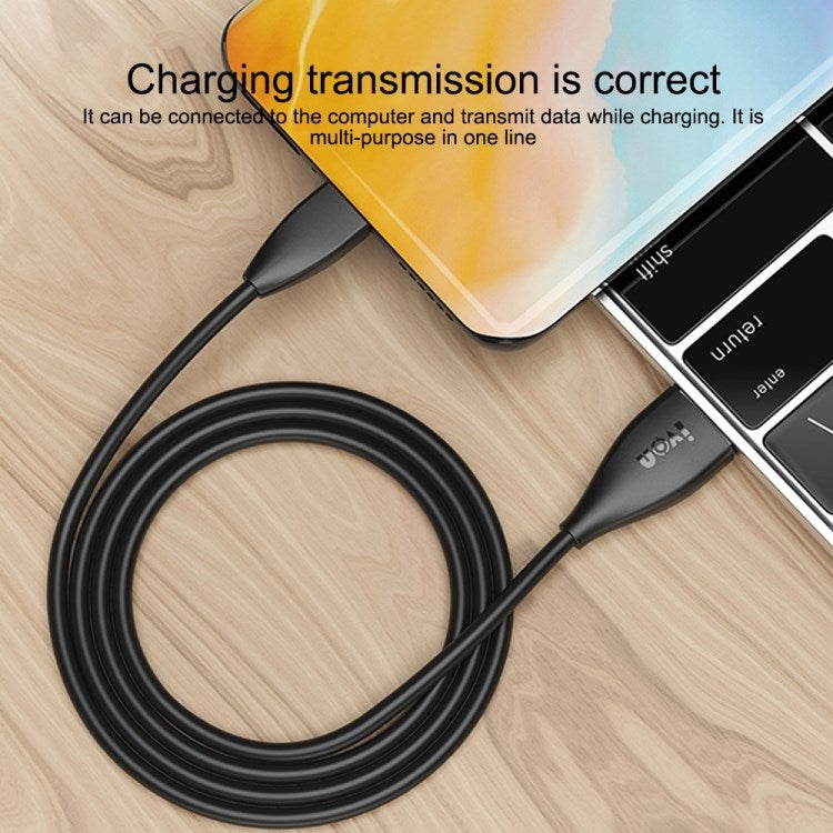 IVON CA87 USB to Lightning Fast Charging Cable 8 Pin Data TPE Tangle-free Cord, 1m - Black
