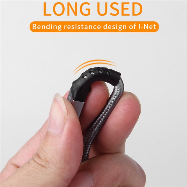 IVON CA89 1m USB to Lightning 8 Pin Charging Cord Braided Design for iPhone 2.1A Fast Charger Data Transfer Cord - Gold