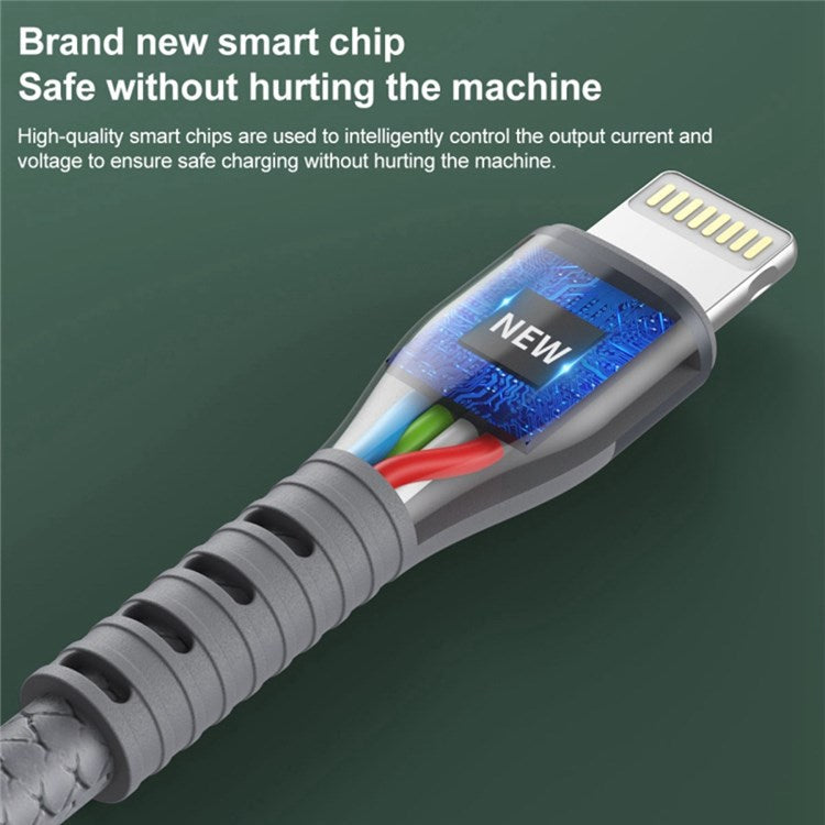 IVON CA92 1.5m 2.4A Fast Charging Data Cord USB to 8 Pin Flexible Rubber Cable - Grey