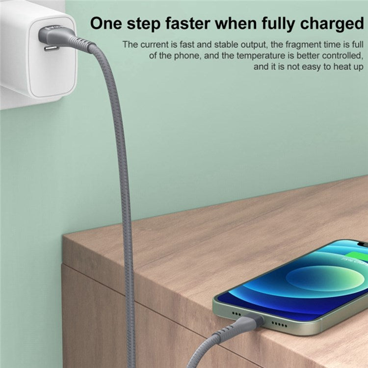 IVON CA92 1.5m 2.4A Fast Charging Data Cord USB to 8 Pin Flexible Rubber Cable - Grey