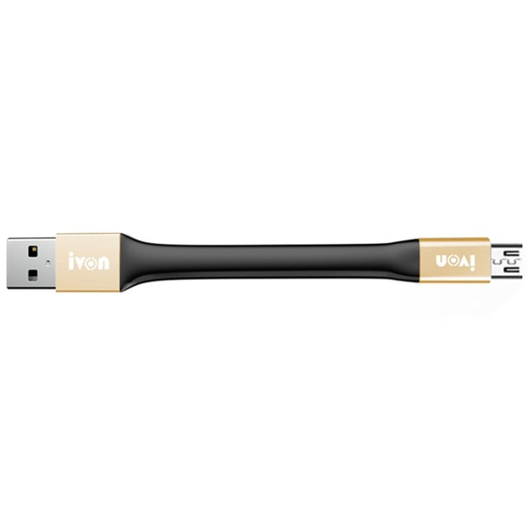 IVON CA90 14.5cm 3.1A USB to Micro USB TPE Data Cable with Keychain - Gold
