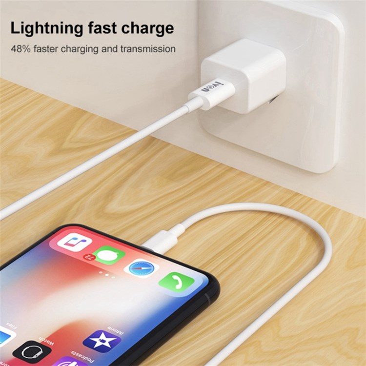 IVON CA93 1m PD 20W Fast Charging Wire Type-C to 8 Pin TPE Data Cable