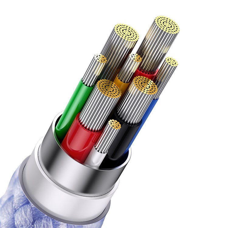 BASEUS Flash Series II One-for-Three Fast Charging Cable Type-C to Micro+iP+Type-C 100W Wire, 1.5m - Purple