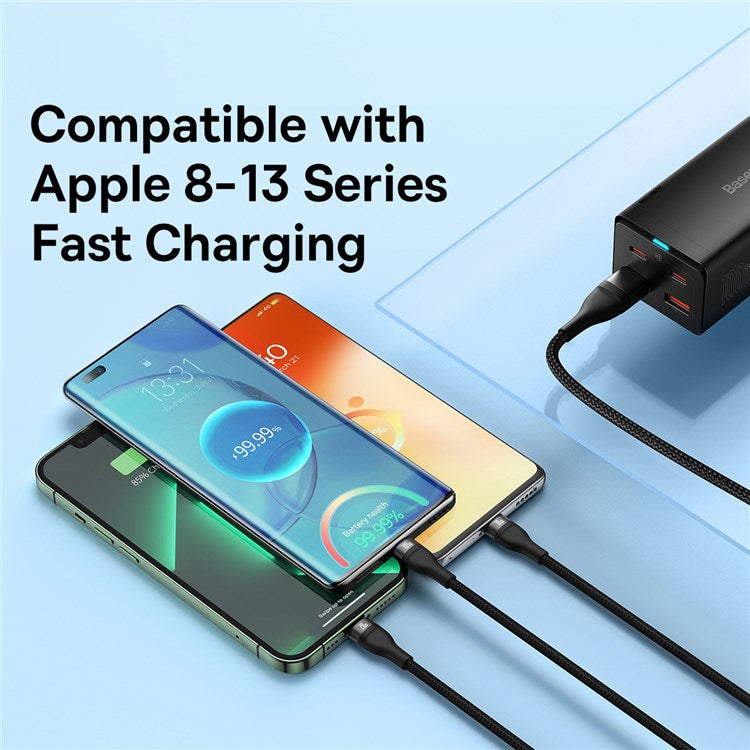 BASEUS Flash Series for iPhone 15 Series II Two-for-Three Charging Cable USB+Type-C to Micro+7 Pin+Type-C 100W Wire 1.2m - Black