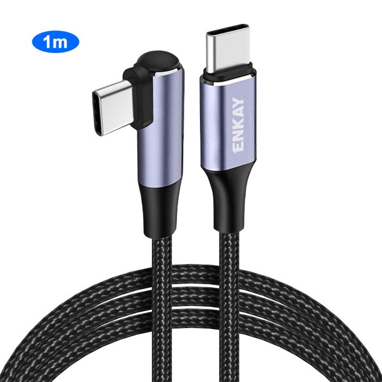 ENKAY HAT PRINCE 1m USB C to USB C Cable PD 100W Elbow Design 5A Super Fast Charging E-Marker Nylon Braided Cord for MacBook iPad Galaxy Note 20 Cell Phones Laptops