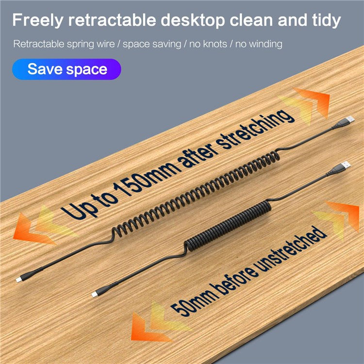 3A Micro USB Telescopic Spring Coil USB Charging Cord Data Transmission Cable