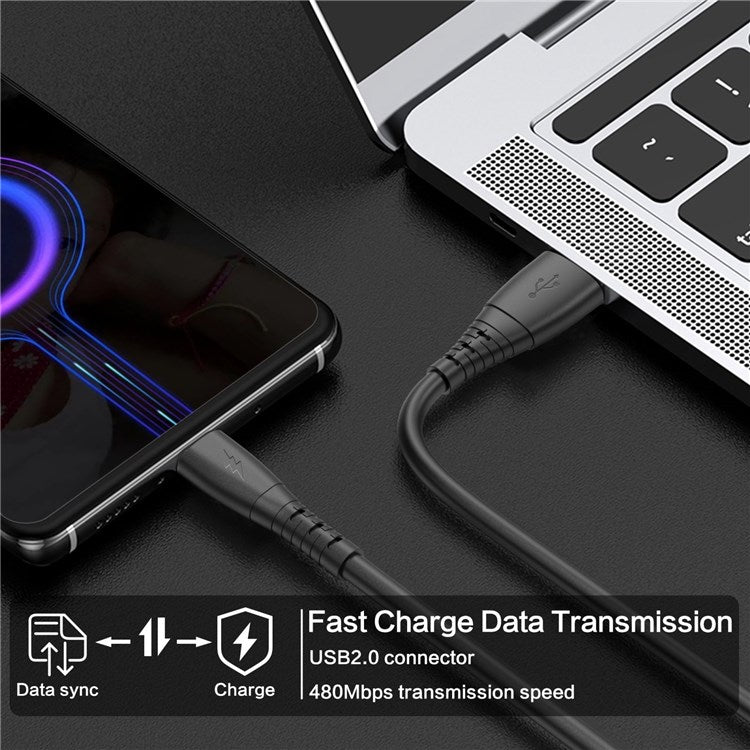 3A Micro USB Telescopic Spring Coil USB Charging Cord Data Transmission Cable