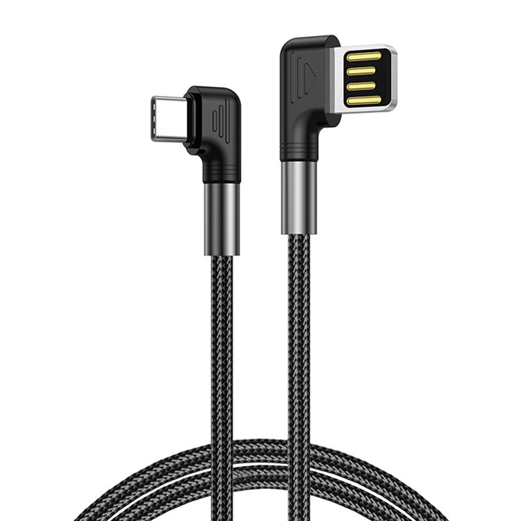 For iPhone 15 Series 2m USB to Type-C 3A Fast Charging + Data Transmission Wire 90 Degree Elbow Data Cable