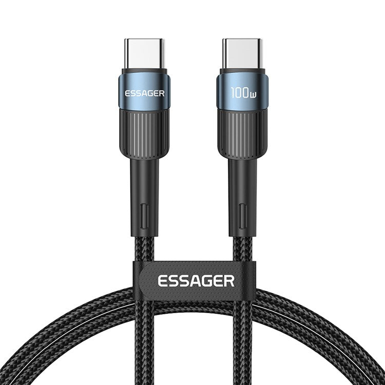 ESSAGER 2m Super Long USB C PD 100W Fast Charging Charge Cord 480Mbps Data Transmission Cable - Blue