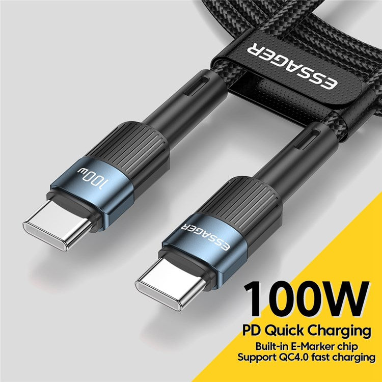 ESSAGER 2m Super Long USB C PD 100W Fast Charging Charge Cord 480Mbps Data Transmission Cable - Blue