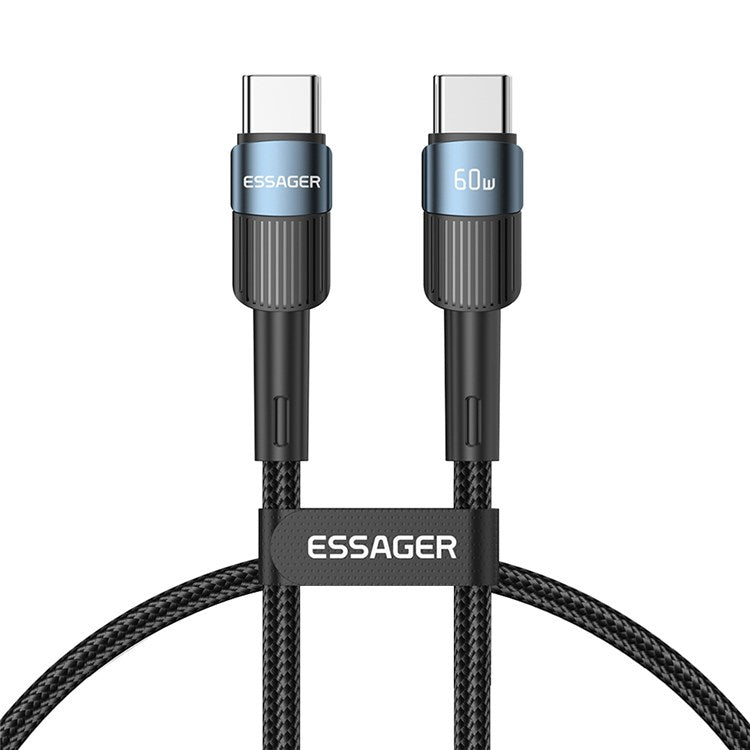 ESSAGER 1m USB C to C Cable 60W PD Fast Charging 480Mbps Fast Data Transmission Cord - Blue