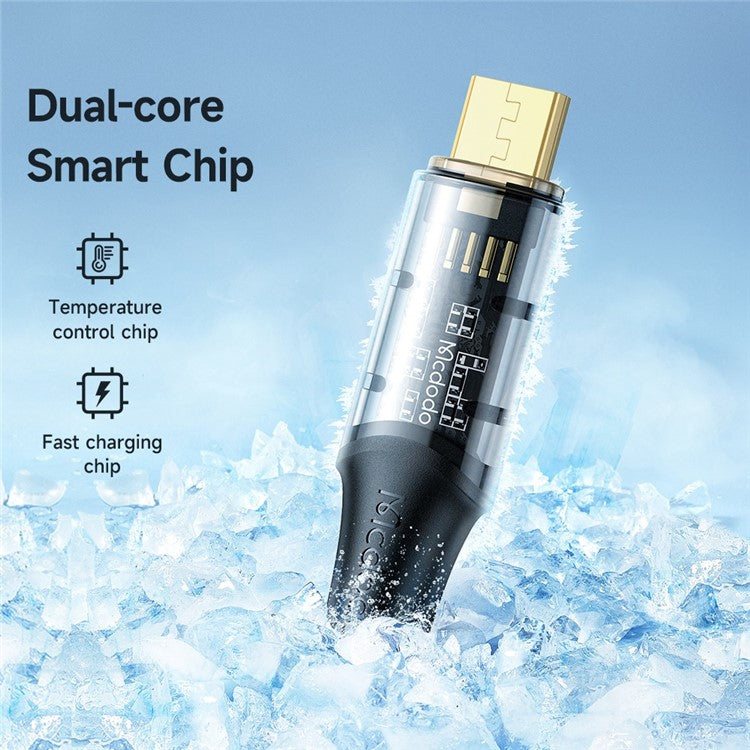 MCDODO CA-210 MDD Amber Series 1.2m 3A Micro USB Transparent Shell Android Phone Charging Cord Data Cable - Black