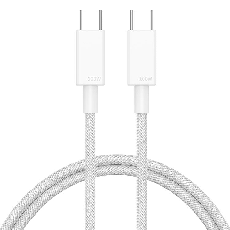 1m Cell Phone Cable Tear-resistant PD 100W Type C Fast Charging Wire for Tablet and Laptop - White