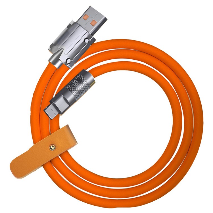 1.5m 120W USB to Lightning Data Cable Metal Joint Liquid Silicone Super Fast Charging Phone Cable - Orange