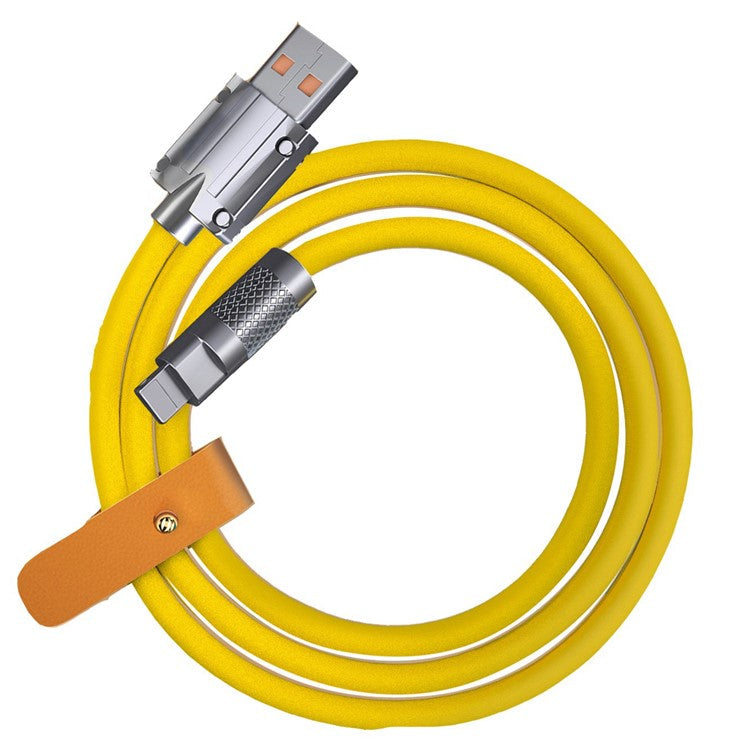 1m USB to Lightning 120W Super Fast Charging Cable Metal Joint Liquid Silicone Data Cord - Yellow