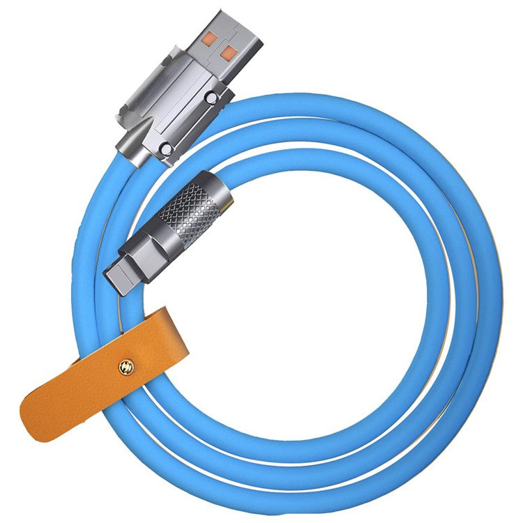 1m USB to Lightning 120W Super Fast Charging Cable Metal Joint Liquid Silicone Data Cord - Blue