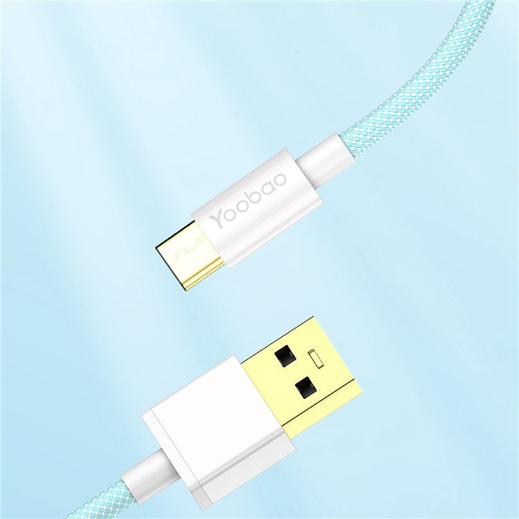 YOOBAO V3 for iPhone 15 Series 2m USB to Type-C Charging Line Nylon Braided 66W Fast Charging Data Transmission Cable - Blue
