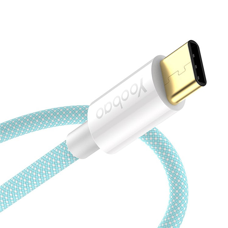 YOOBAO V3 for iPhone 15 Series 2m USB to Type-C Charging Line Nylon Braided 66W Fast Charging Data Transmission Cable - Blue