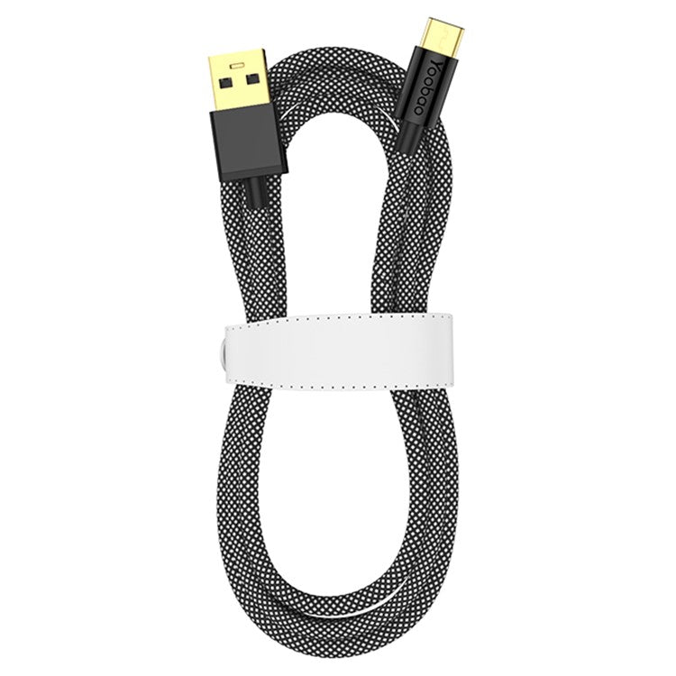 YOOBAO V3 for iPhone 15 Series 2m USB to Type-C Charging Line Nylon Braided 66W Fast Charging Data Transmission Cable - Black