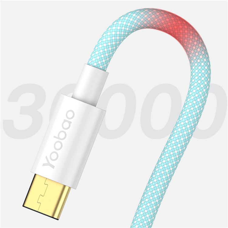 YOOBAO V3 for iPhone 15 Series 2m USB to Type-C Charging Line Nylon Braided 66W Fast Charging Data Transmission Cable - White