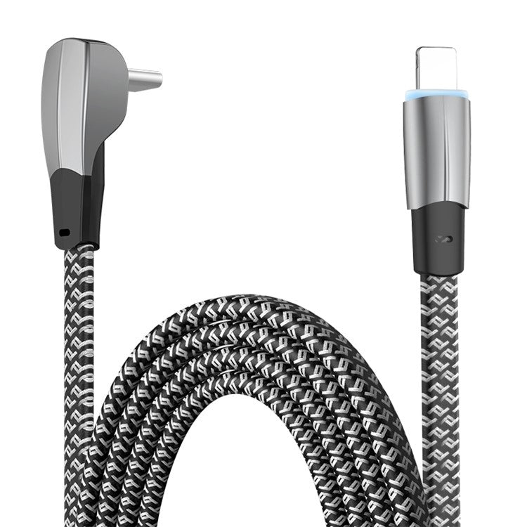 2m USB-C to Lightning 3A Fast Charging Cable Elbow Design 480Mbps Transmission Data Cord Wire