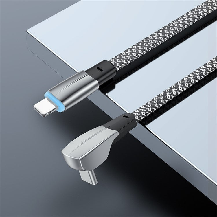 2m USB-C to Lightning 3A Fast Charging Cable Elbow Design 480Mbps Transmission Data Cord Wire