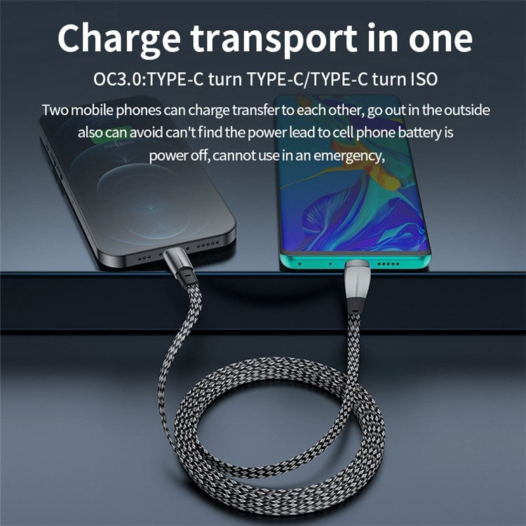 2m USB-C to Lightning 3A Fast Charging Cable Elbow Design 480Mbps Transmission Data Cord Wire