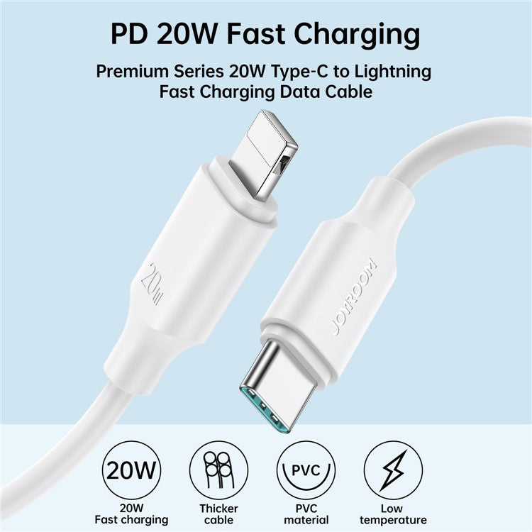 JOYROOM S-CL020A92 2m Premium Series for iPhone 15 Series PD 20W Type-C to Lightning Fast Charging Data Cable - Black