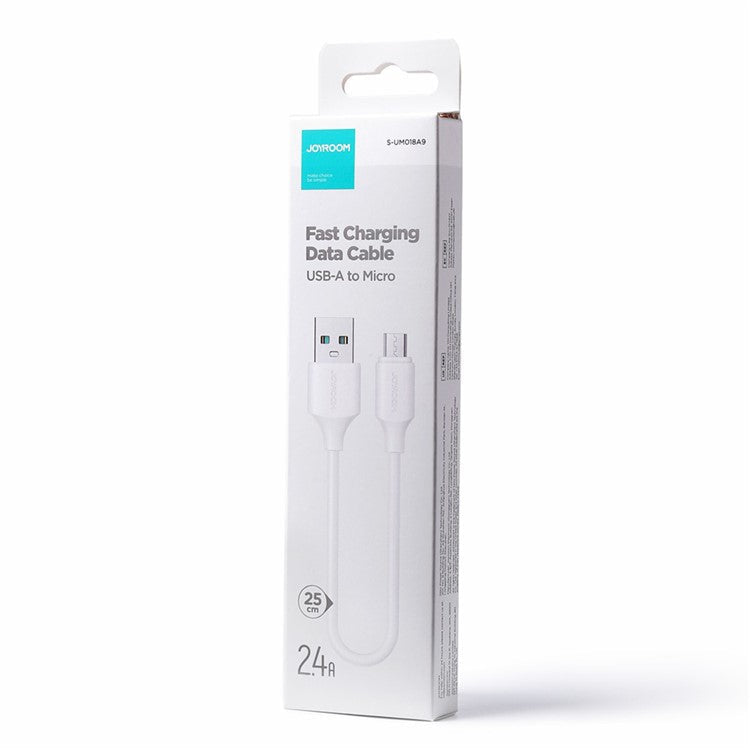 JOYROOM S-UM018A925 25cm Premium Series for Power Bank USB-A to Micro 2.4A Fast Charging+Data Transmission Cable - White