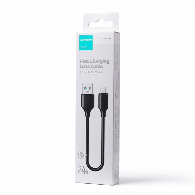 JOYROOM S-UM018A925 25cm Premium Series for Power Bank USB-A to Micro 2.4A Fast Charging+Data Transmission Cable - Black