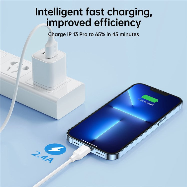 JOYROOM S-UL012A91 1m Premium Series USB-A to Lightning Data Cable Support 2.4A Fast Charging - White