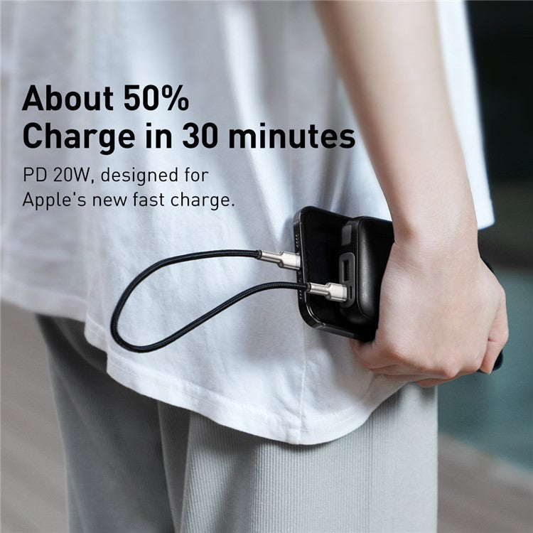 BASEUS Cafule Serires Metal Data Cable Type-C to 7Pin PD 20W 0.25m Fast Charging Cable for iPhone