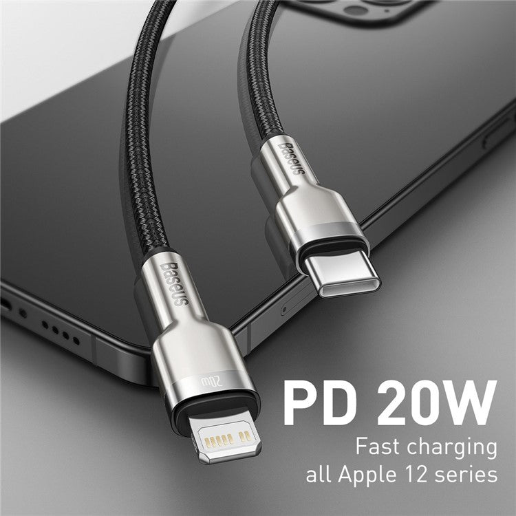 BASEUS Cafule Serires Metal Data Cable Type-C to 7Pin PD 20W 0.25m Fast Charging Cable for iPhone