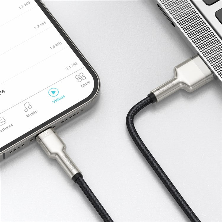 BASEUS Cafule Series Metal Data Cable USB to iP 2.4A Fast Charging Cord for iPhone - Black