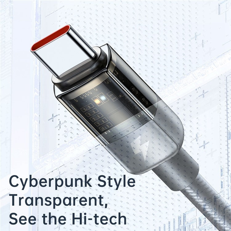 MCDODO CA-2841 for iPhone 15 Series 1.8m Type-C to Type-C PD 100W Fast Charging Auto Power Off Transparent Data Cable, Black