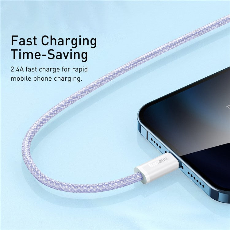 BASEUS Dynamic 2 Series Fast Charging Data Cable USB to iP 2.4A Charge Cord 1m - Purple