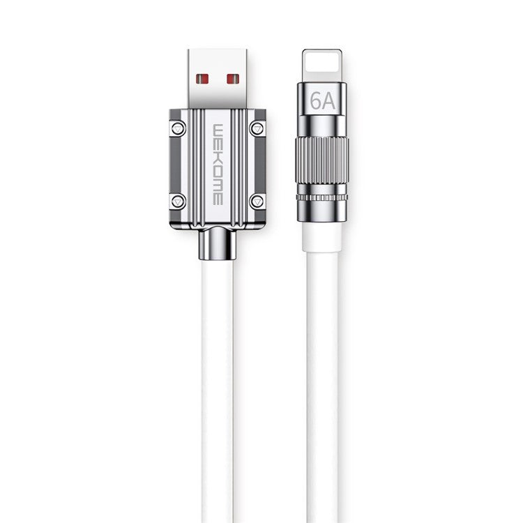 WEKOME Wingle Series 1m 6A USB to Lightning Super Fast Charging Round Cord Anti-freeze Thicken Data Cable - White