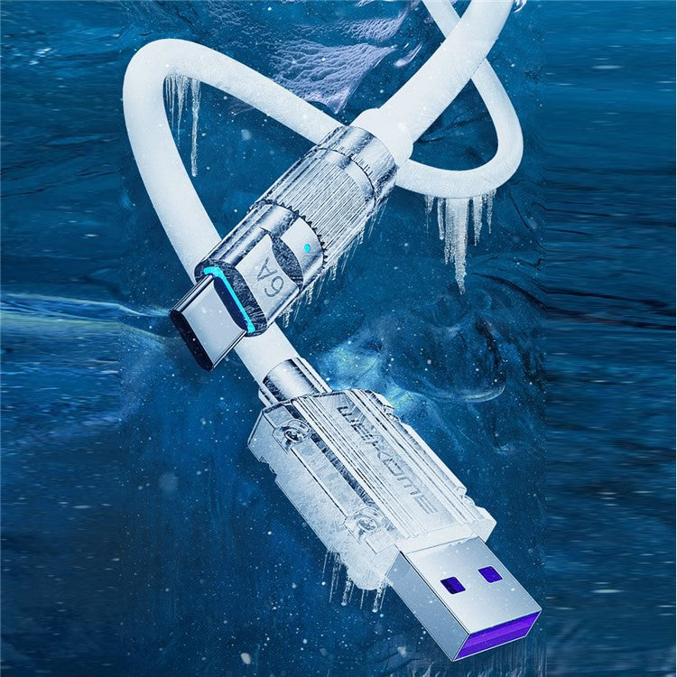 WEKOME Wingle Series 1m 6A USB to Lightning Super Fast Charging Round Cord Anti-freeze Thicken Data Cable - White