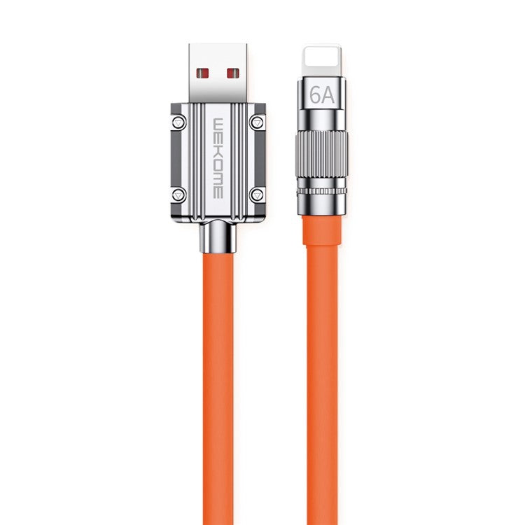 WEKOME Wingle Series 1m 6A USB to Lightning Super Fast Charging Round Cord Anti-freeze Thicken Data Cable - Orange