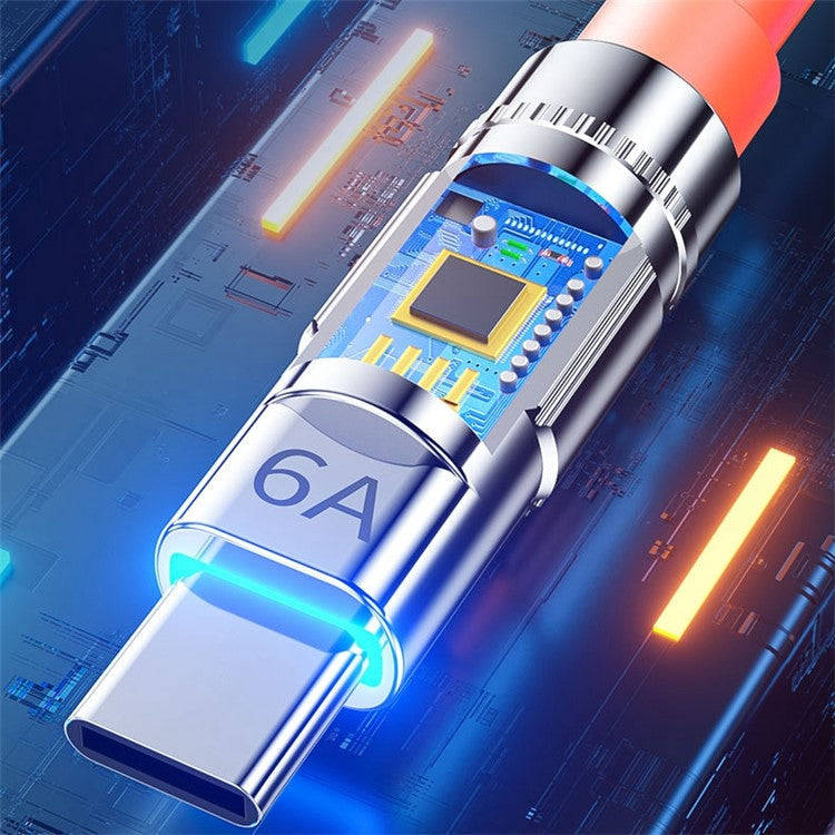 WEKOME Wingle Series 1m 6A USB to Lightning Super Fast Charging Round Cord Anti-freeze Thicken Data Cable - Orange