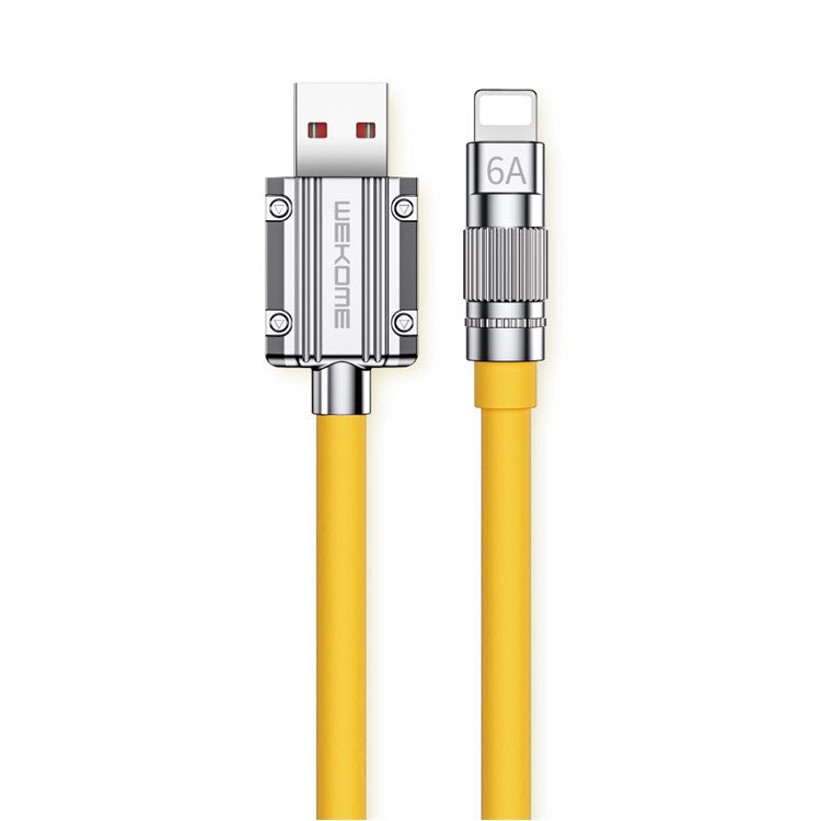 WEKOME Wingle Series 1m 6A USB to Lightning Super Fast Charging Round Cord Anti-freeze Thicken Data Cable - Yellow