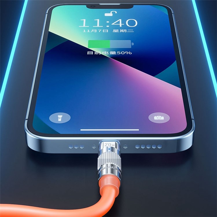 WEKOME Wingle Series 1m 6A USB to Lightning Super Fast Charging Round Cord Anti-freeze Thicken Data Cable - Yellow