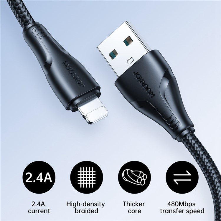 JOYROOM S-UL012A11 Surpass Series 1.2m USB to Lightning Cable for iPhone, 2.4A Fast Charging+480Mbps Data Transmission Function Cord - Black