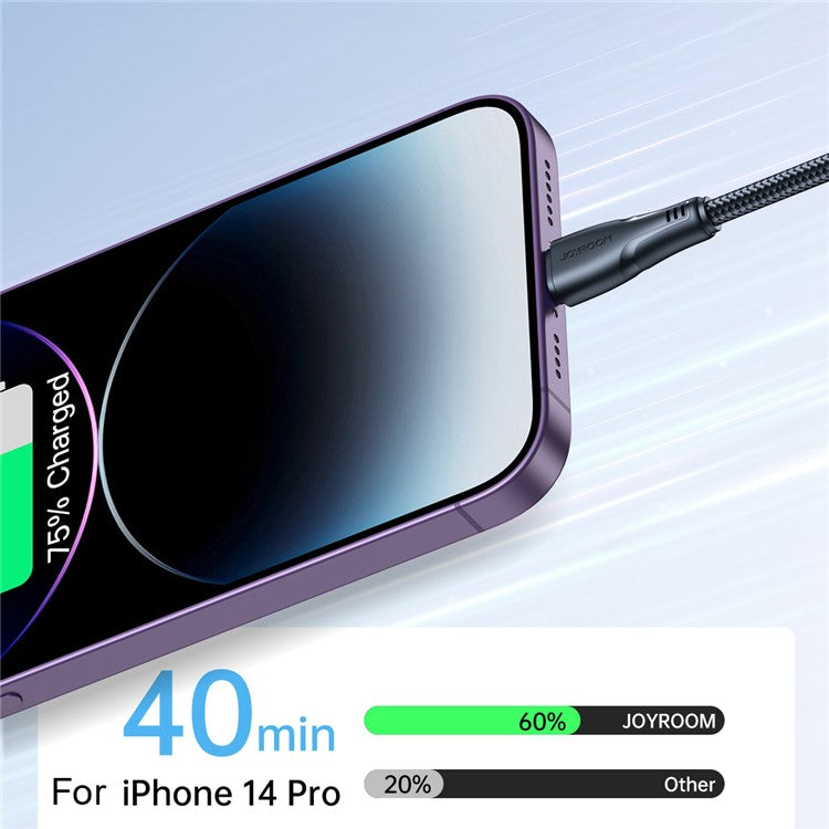 JOYROOM S-UL012A11 Surpass Series 1.2m USB to Lightning Cable for iPhone, 2.4A Fast Charging+480Mbps Data Transmission Function Cord - Black