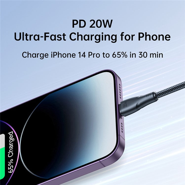 JOYROOM S-CL020A11 25cm Surpass Series for iPhone 15 Series Type-C to Lightning PD 20W Fast Charging + Data Transmission Cable - Black