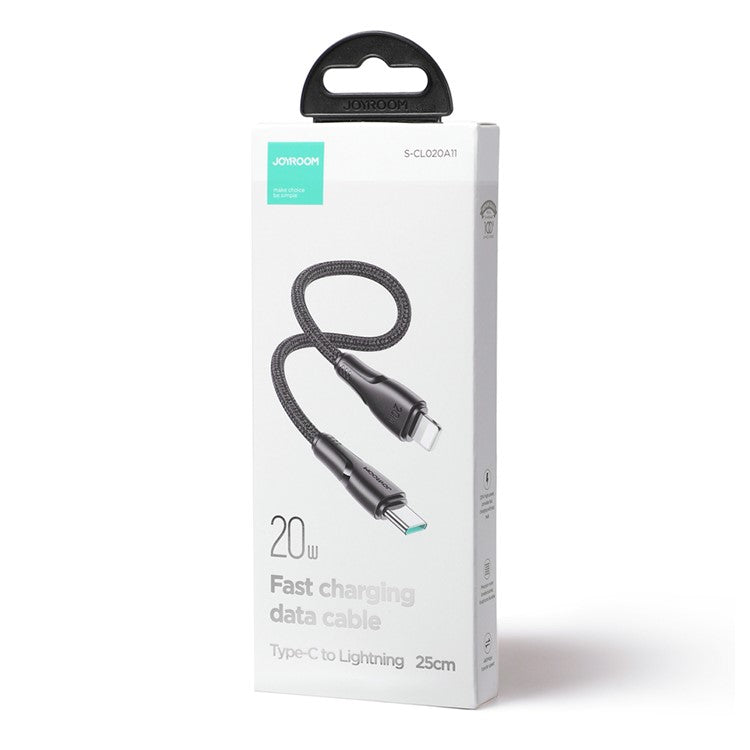 JOYROOM S-CL020A11 25cm Surpass Series for iPhone 15 Series Type-C to Lightning PD 20W Fast Charging + Data Transmission Cable - Black