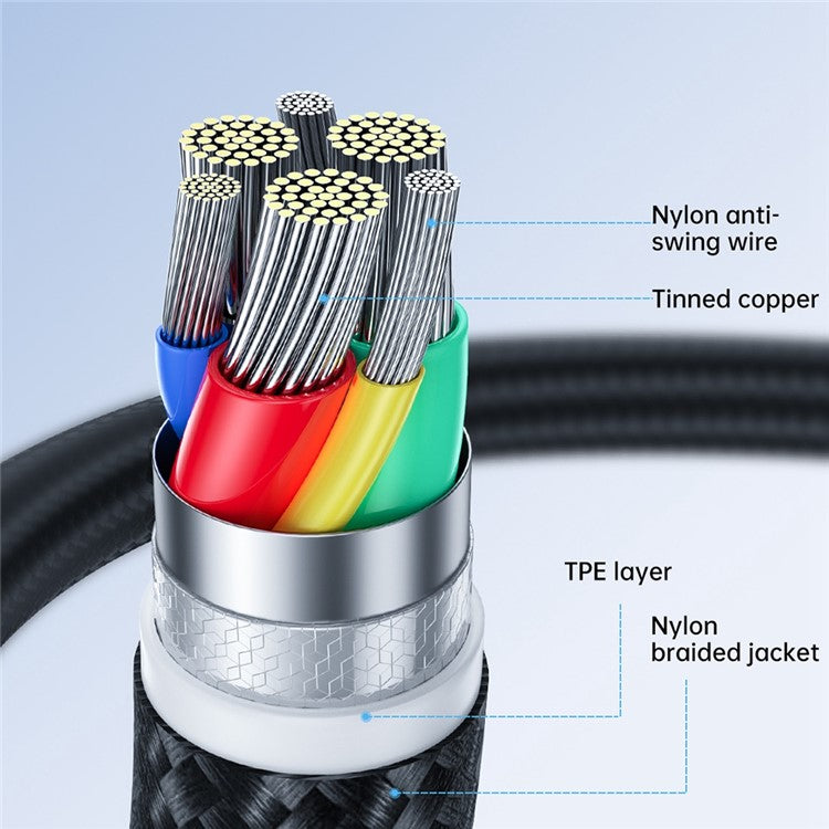 JOYROOM S-UL012A11 25cm Surpass Series USB-A to Lightning Data Cord 2.4A Fast Charging Cable for Power Bank - Black