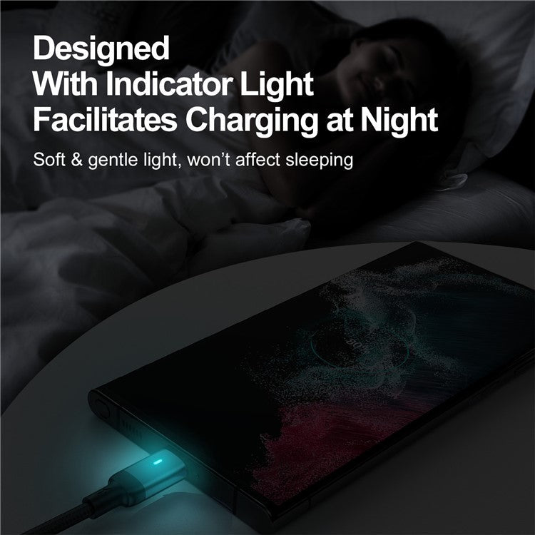 JOYROOM S-UM018A10 Feifan Series 2m Lengthened USB-A to Micro 2.4A Fast Charging Cord Braided Data Transfer Cable with Indicator Light - Black