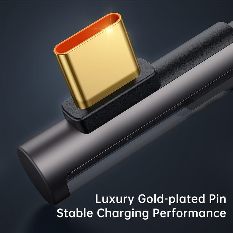 MCDODO CA-3401 for iPhone 15 Series 1.8m Type-C to Type-C 90 Degree L-shaped 100W Fast Charging Transparent Data Cable - Black